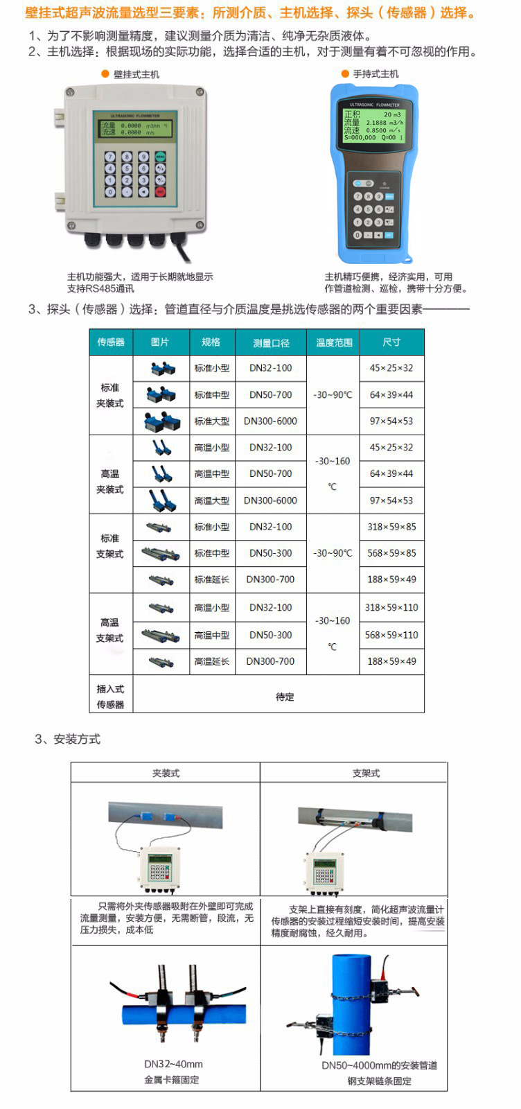 超聲波流量計產品選型