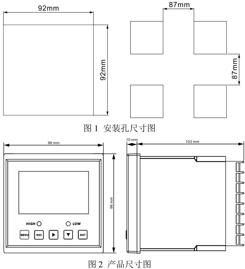 pH控制器產品尺寸及安裝